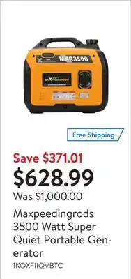 Walmart Maxpeedingrods 3500 watt super quiet portable generator offer