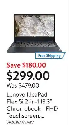 Walmart Lenovo ideapad flex 5i 2-in-1 13.3 chromebook - fhd touchscreen, i3-1115g4, 128gb ssd, 8gb ram offer