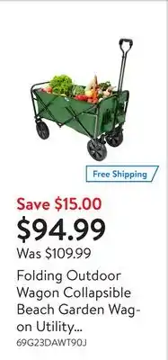Walmart Folding outdoor wagon collapsible beach garden wagon utility camping shopping grocery cart offer