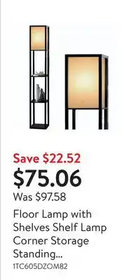Walmart Floor lamp with shelves shelf lamp corner storage standing bookshelf lamp bedroom light with wooden storage shelves and white offer