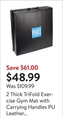 Walmart 2 thick trifold exercise gym mat with carrying handles pu leather fitness mat gymnastics yoga tumbling mat offer