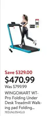 Walmart Wingomart wtpro folding under desk treadmill walking pad folding walking jogging machine with a builtin heart rate sensor rem offer