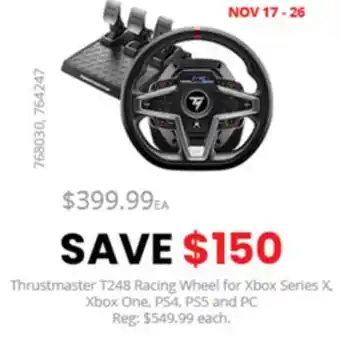 GameStop Thrustmaster t248 racing wheel xbox/pc - web only by thrustmaster pc offer