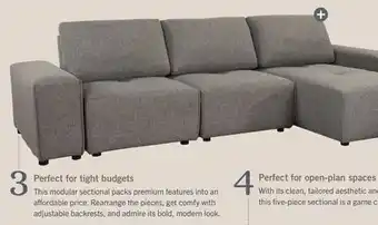 The Brick Modera 5-piece linen-look fabric modular sectional - grey offer