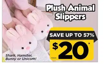Showcase Plush animal slippers offer