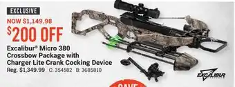 Bass Pro Excalibur micro 380 crossbow package with charger lite offer