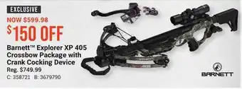 Bass Pro Barnett explorer xp 405 crossbow package with crank cocking device offer