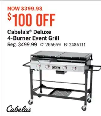 Bass Pro Cabela's deluxe 4-burner event grill offer