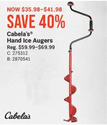 Bass Pro Cabela's hand ice augers offer