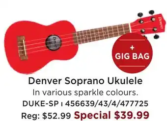 Long & McQuade Denver soprano ukulele - sparkle blue offer