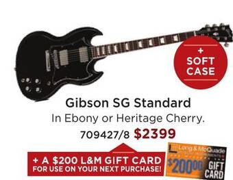 Long & McQuade Gibson sg standard - ebony offer