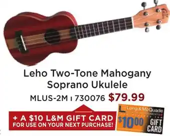 Long & McQuade Soprano ukulele two-tone mahogany offer