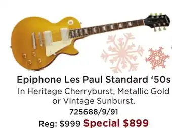 Long & McQuade Epiphone les paul standard 50s - heritage cherryburst offer