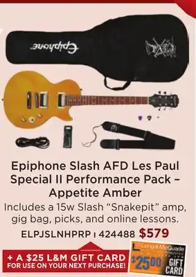 Long & McQuade Epiphone slash afd les paul special ii performance pack w/amp offer