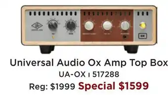 Long & McQuade Universal audio ox amp top box offer