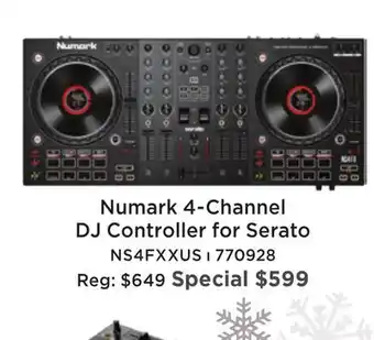 Long & McQuade Numark ns4fx 4-channel dj controller for serato offer
