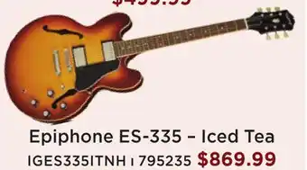 Long & McQuade Epiphone inspired by gibson es-335 - limited edition iced tea offer
