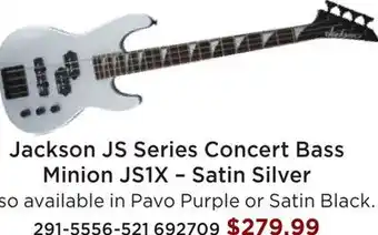 Long & McQuade Jackson js series concert bass minion js1x, amaranth fingerboard - satin silver offer