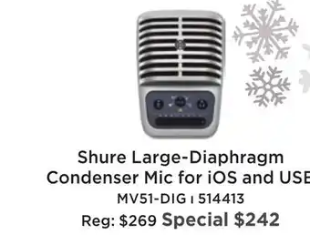 Long & McQuade Shure motiv mv51 large-diaphragm condenser microphone for ios and usb offer