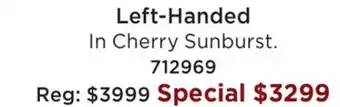 Long & McQuade Left-handed in cherry sunburst offer