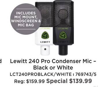 Long & McQuade Lewitt lct 240 pro condenser microphone - black offer