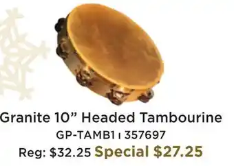 Long & McQuade Granite percussion 10-inch wood frame tambourine with natural head offer