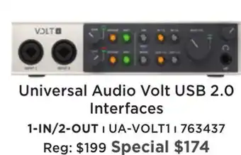 Long & McQuade Universal audio volt 1 usb audio interface offer