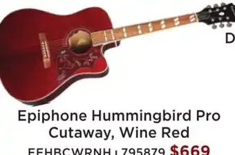 Long & McQuade Epiphone hummingbird pro cutaway, wine red offer