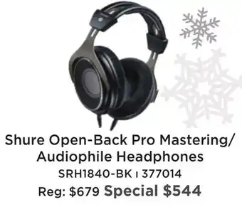Long & McQuade Shure srh1840 open-back professional mastering/audiophile headphones offer