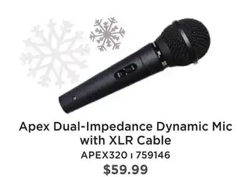 Long & McQuade Apex320 dual-impedance dynamic microphone w/xlr cable offer