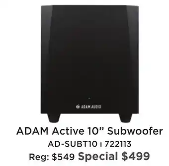 Long & McQuade Adam audio sub t10 active subwoofer (single) - black offer