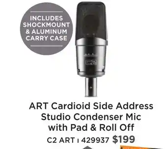 Long & McQuade Art pro audio c2 cardioid side address studio microphone with pad & roll off offer