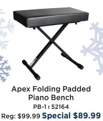 Long & McQuade Yorkville folding padded piano bench offer