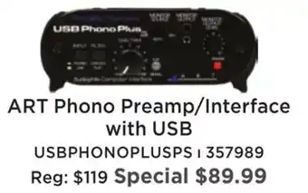 Long & McQuade Art pro audio phono preamp/interface w/ usb offer