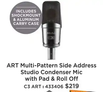 Long & McQuade Art pro audio multi-pattern side address studio condenser w/pad & roll off offer