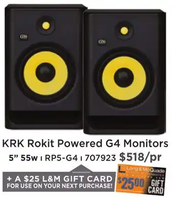 Long & McQuade Krk rokit powered g4 monitor 5'' (single) offer