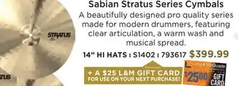 Long & McQuade Sabian stratus hi-hats - 14'' offer