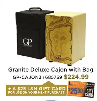 Long & McQuade Granite percussion deluxe cajon w/ carry bag offer