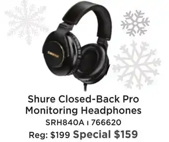 Long & McQuade Shure srh840a - professional reference headphones offer