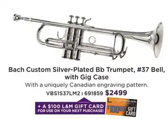 Long & McQuade Bach custom bb trumpet, #37 bell, silver plated w/gig case offer