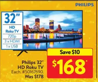 Walmart Philips 32 hd roku tv offer