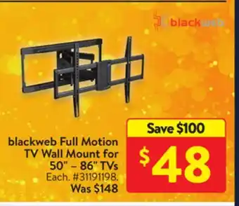 Walmart Blackweb full motion tv wall mount for 50 - 86 tvs offer