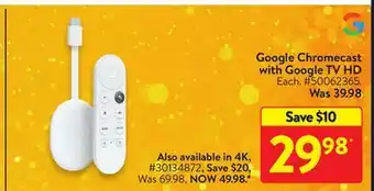 Walmart Google chromecast with google tv hd offer