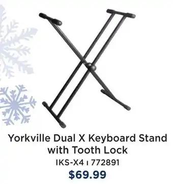Long & McQuade Yorkville iks-x4 dual x keyboard stand with tooth lock offer