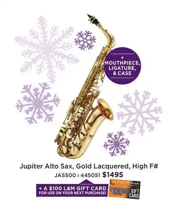 Long & McQuade Jupiter alto saxophone - gold lacquered, high f offer