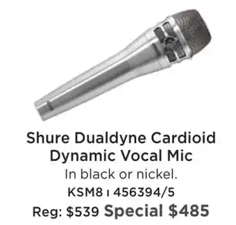 Long & McQuade Shure ksm8 dualdyne cardioid dynamic vocal microphone - black offer