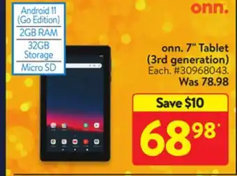 Walmart Onn. 7 tablet (3rd generation) offer