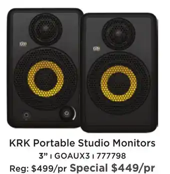 Long & McQuade Krk goaux 3 portable studio monitor (pair) offer