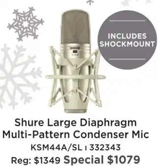 Long & McQuade Ksm44a large diaphragm multi-pattern condenser microphone with shockmount offer