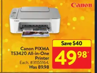 Walmart Canon pixma ts3420 all-in-one printer offer